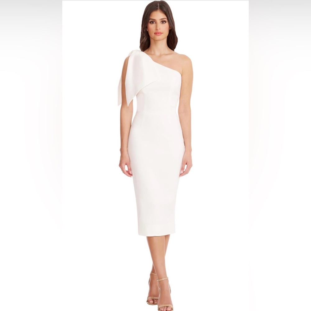NWT Dress The Population"Tiffany 1" Midi Sheath Cocktail/Party Dress,White,Small